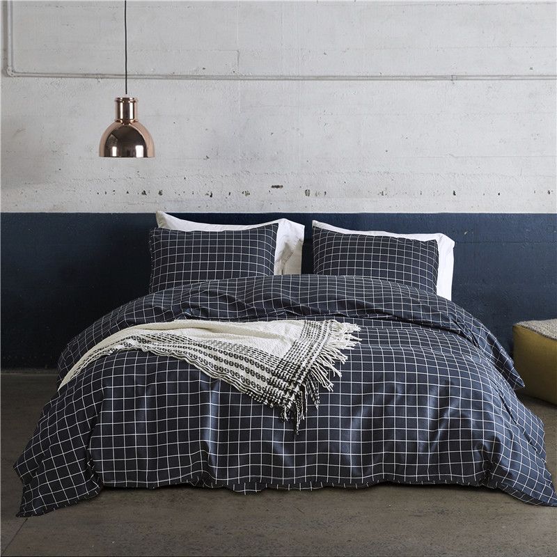 Minimalist Black And White Plaid Pattern 2 Pillowcase Duvet Cover