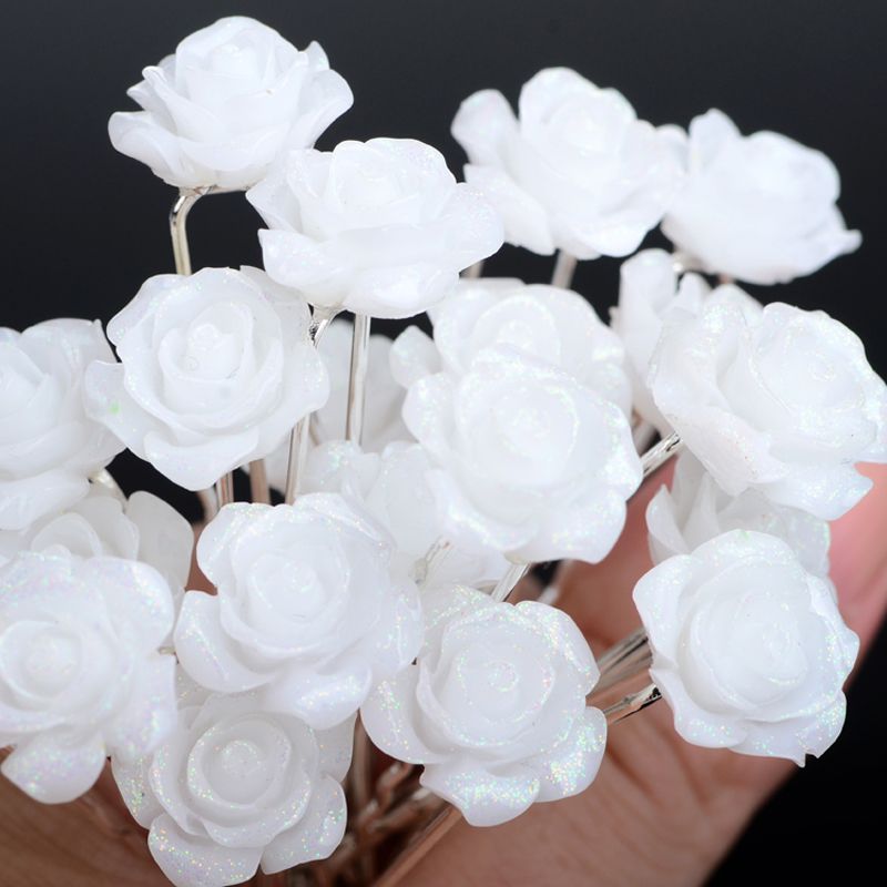 white flower pins for hair