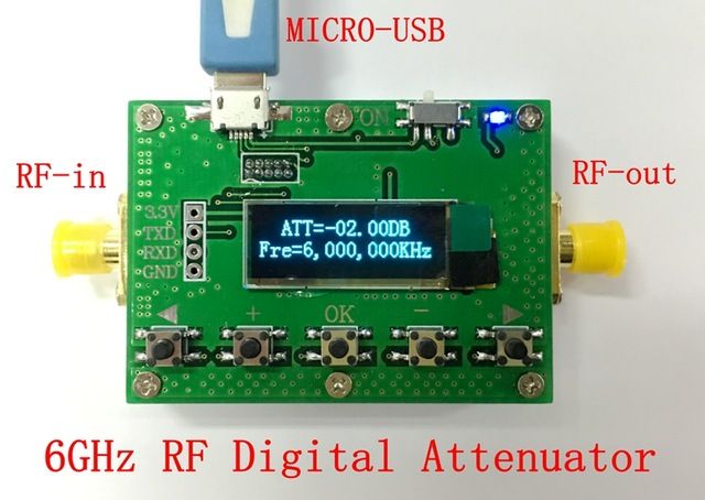 pantalla OLED de 6 G con atenuador digital de 30 dB paso 0,25 dB módulo RF Módulo de atenuador digital