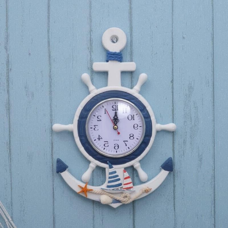 Wholesale Anchor Clock Beach Sea Theme Nautical Ship Wheel Rudder
