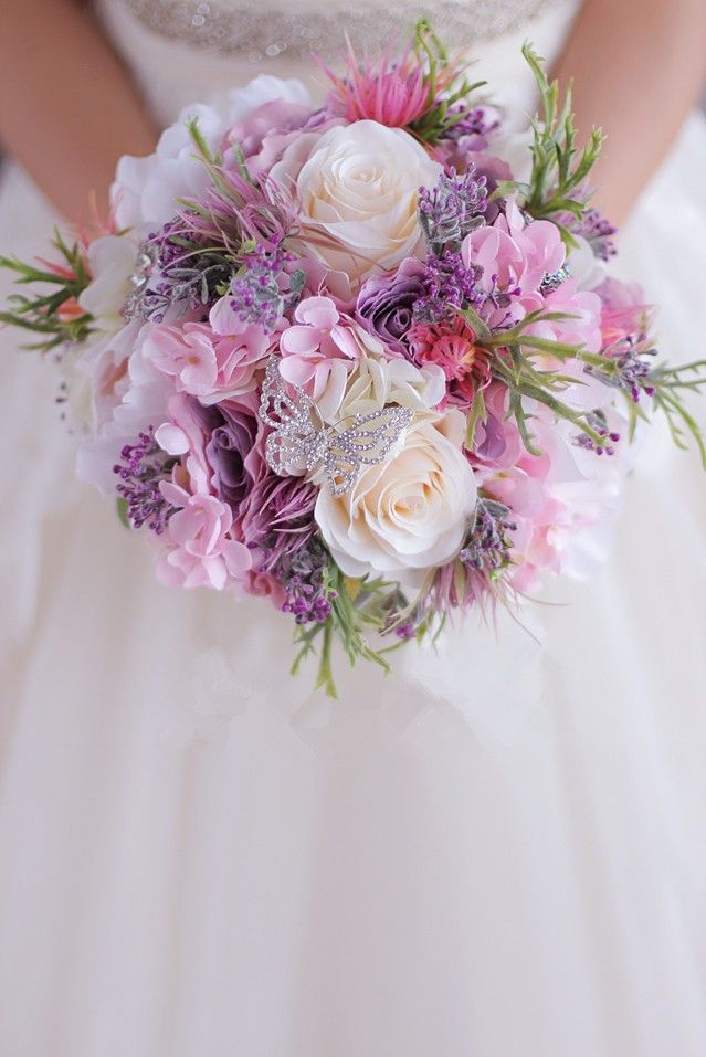 Acheter Janevini 2018 Broche Papillon Strass Mariage Bouquet Fleurs Mariage Main Artificielle Mariée Rose Dentelle Poignée Flores Novia Ramo De 8975