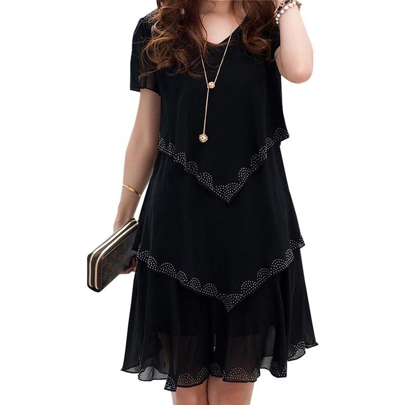 Talla grande Vestido de gasa Mujer Ropa de mujer Vestidos de verano Fiesta de manga corta Talla grande Vestido de gasa Mujer Ropa de mujer Vestidos de verano Fiesta de manga corta
