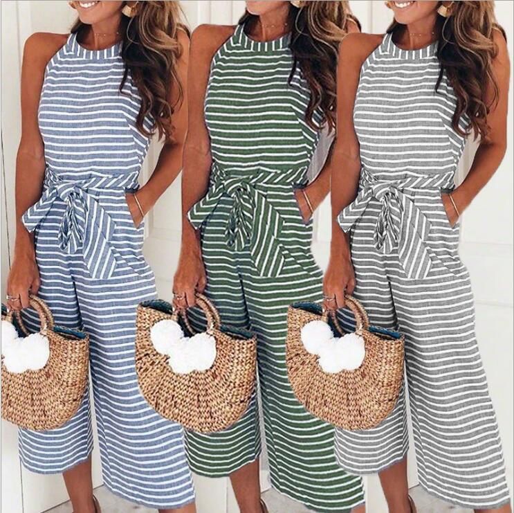 horizontal striped jumpsuit