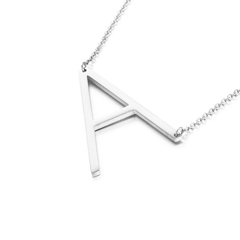 Plata A Z Grandes Letras Iniciales Alfabeto Big Letra Script Name Colgante Collar Para Regalo 1,94 € | DHgate