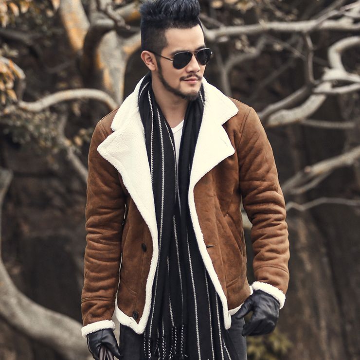 leather wool coat