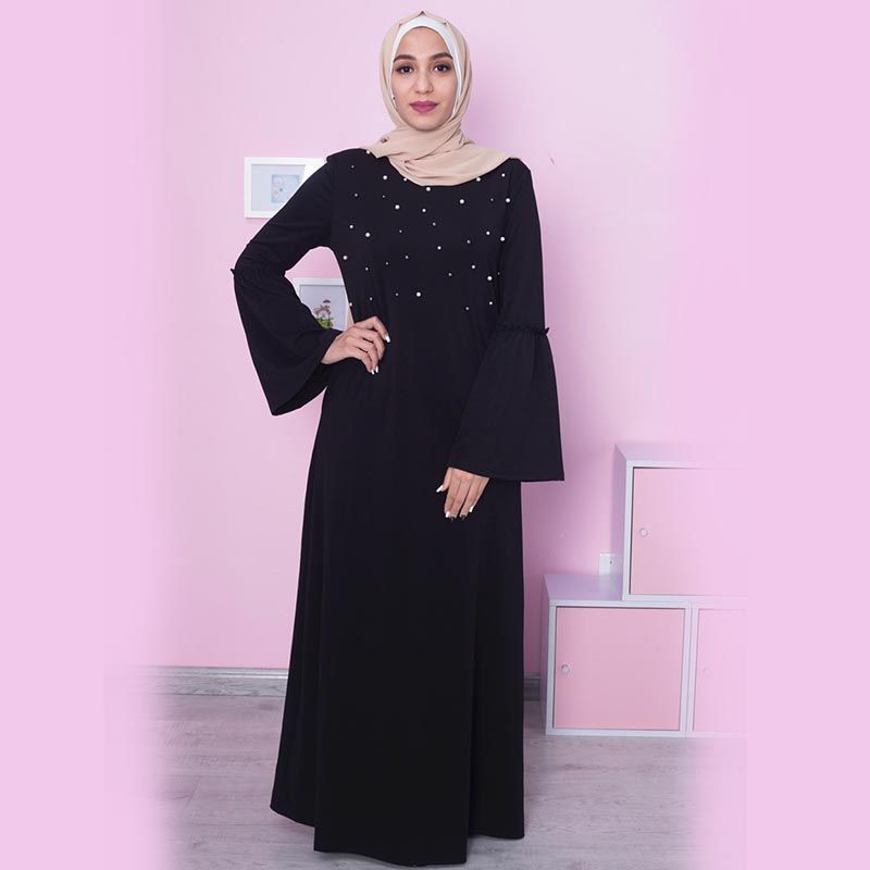 black abaya with pearls