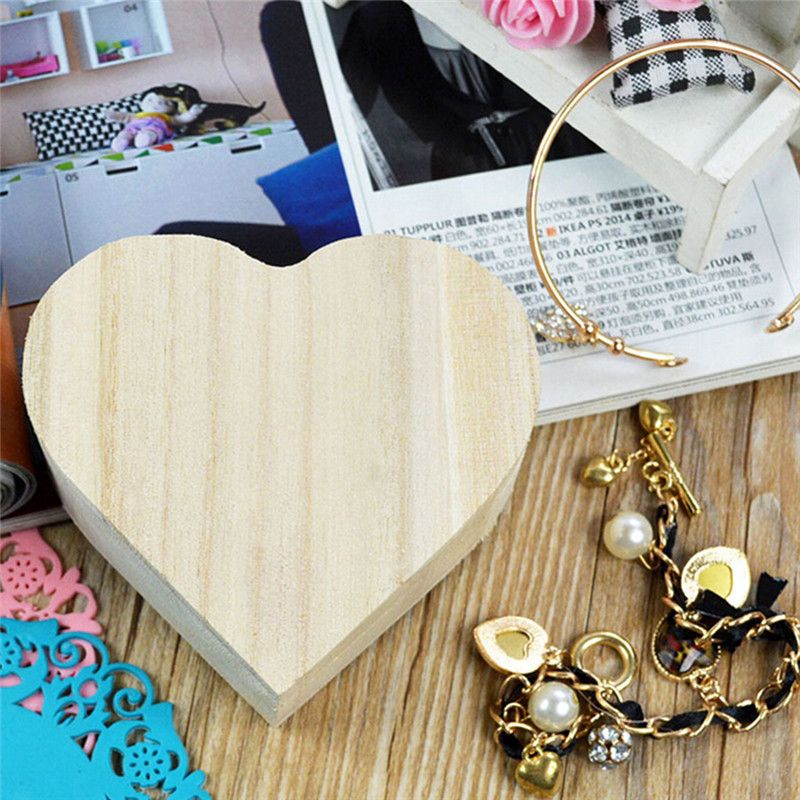 Heart Shape Wood Box Storage Boxes Heart Jewelry Box Wedding Gift Home