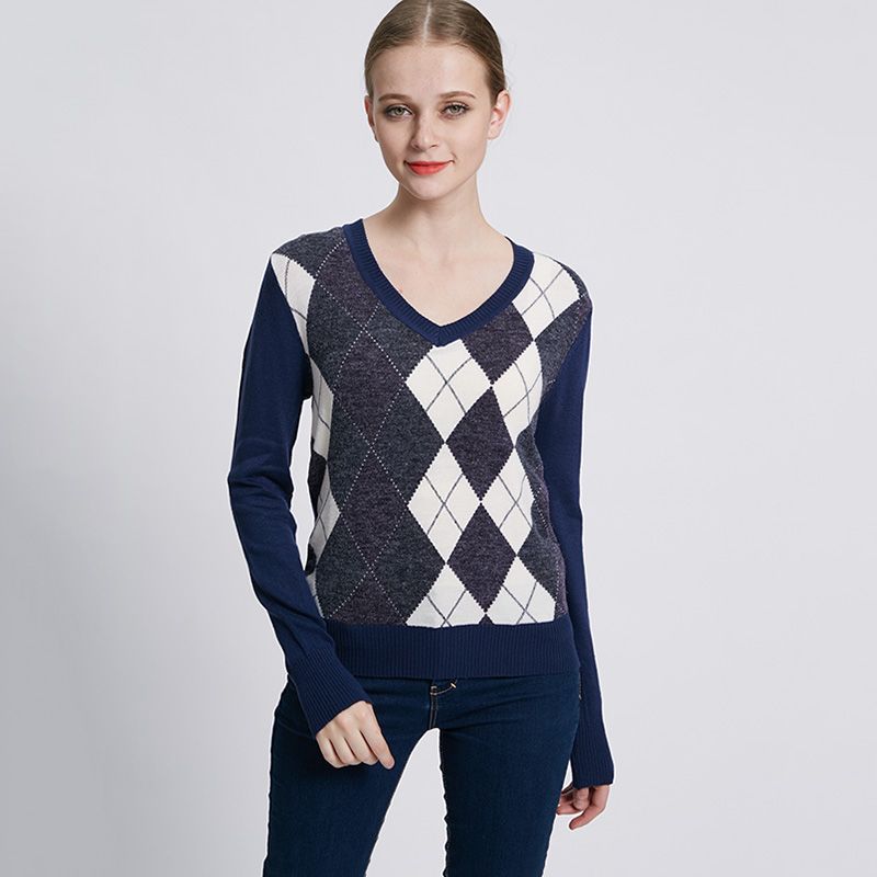 Autumn Ladies Jacquard Check Pattern 