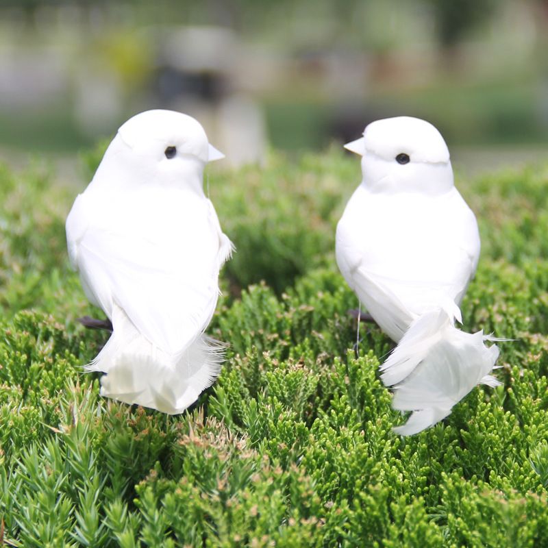 Künstlicher Schaum Feder Mini White Doves Vögel Figur Garten Hochzeit