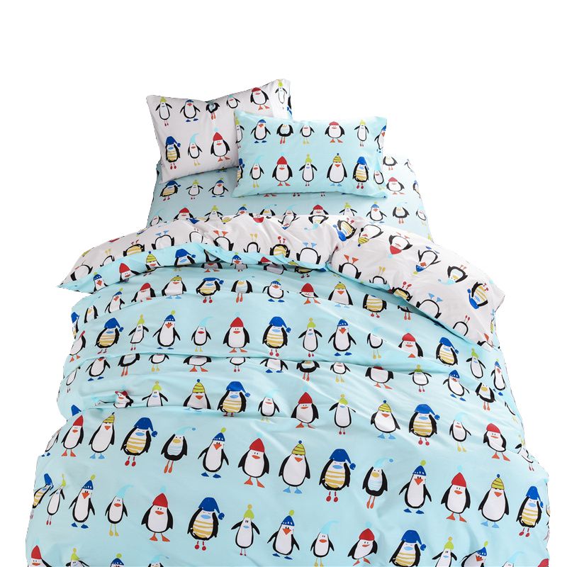 Penguin Bedding Blue Duvet Cover White Bed Sheet Duvet 100 Cotton Cartoon Cute Bed Sheets Cheap Sheet Sets Multi Size Cotton Duvet Cover Sets