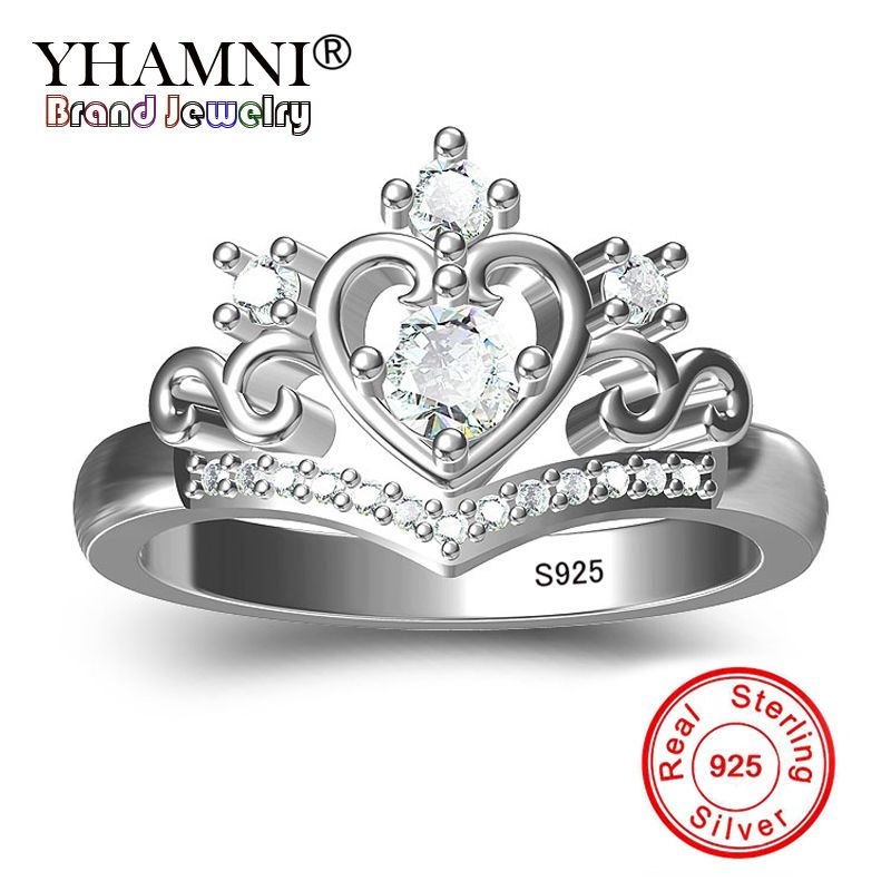 925 Anillo De Plata Esterlina Corona Princesa Corona Con De 925 Anillo De Plata Esterlina Corona Princesa Corona Con De