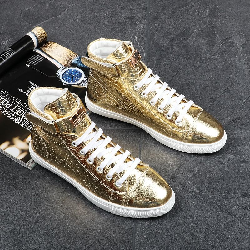 gold high top shoes