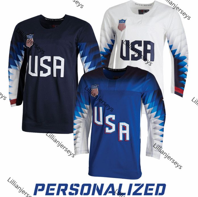 Custom Professional High Quality Blue Usa Hockey Jersey Men Moq 10pcs $35  Each - Ice Hockey Jerseys - AliExpress