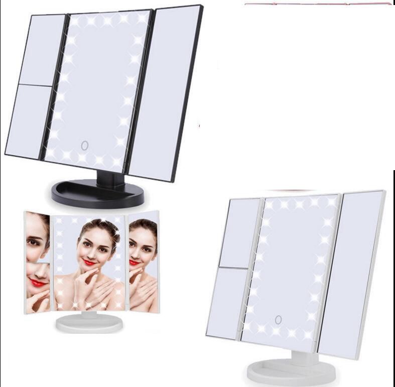 2019 3 Folding Touch Screen Makeup Led Light Mirror With Touch Screen Makeup Led Light Mirror