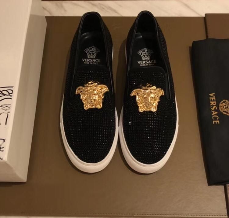 gold versace loafers