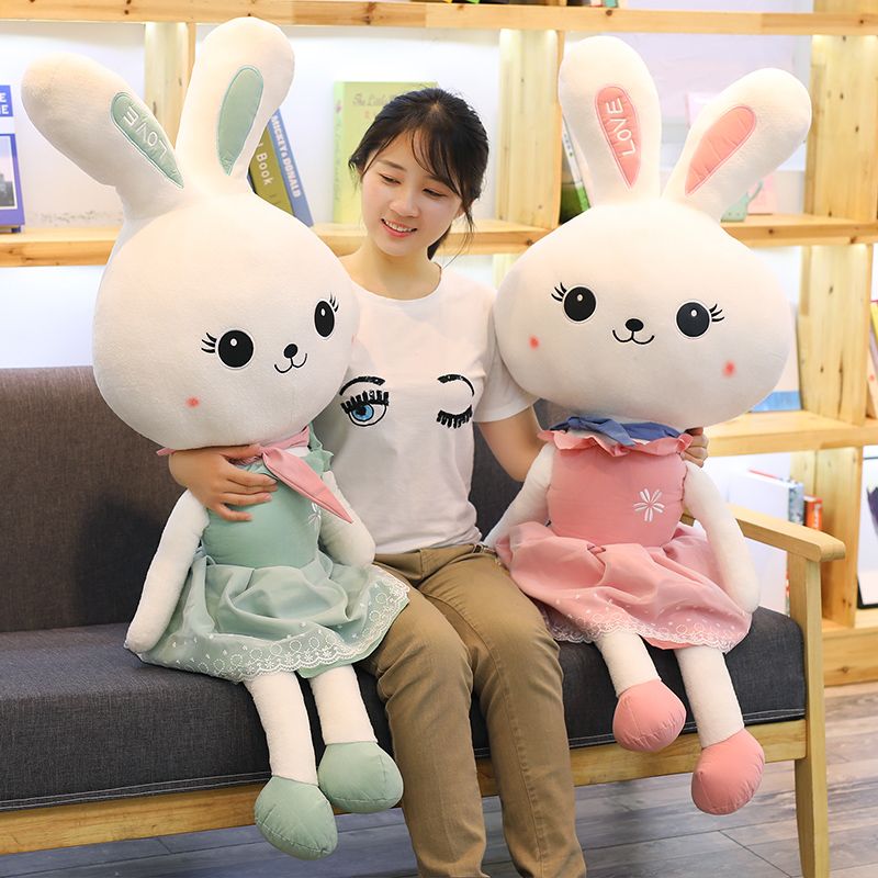satin al kawaii prenses elbise tavsan pelus bebek buyuk yumusak karikatur ask tavsan oyuncak bunny bebekler kiz hediye icin 49 inc 125 cm dy50265