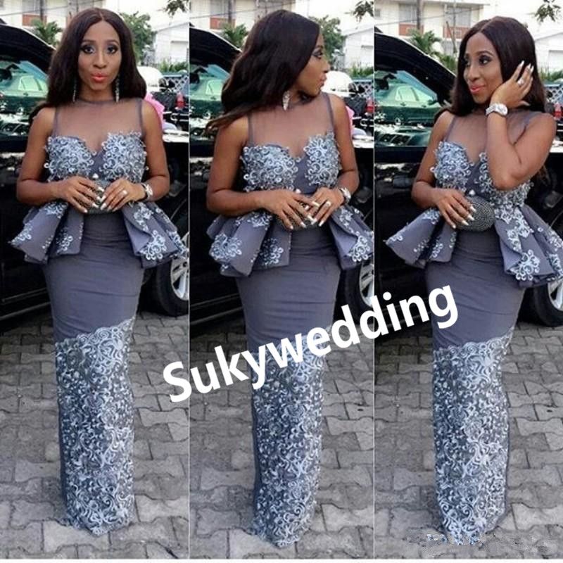 peplum lace gown