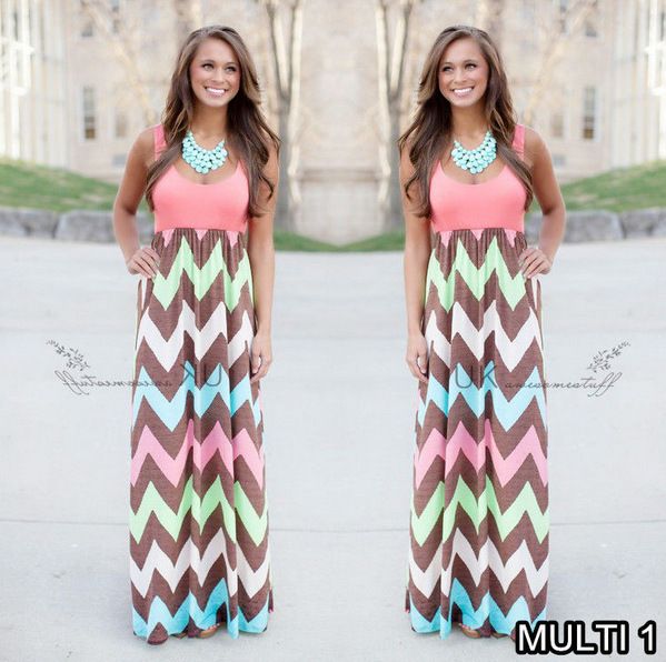 striped boho maxi dress