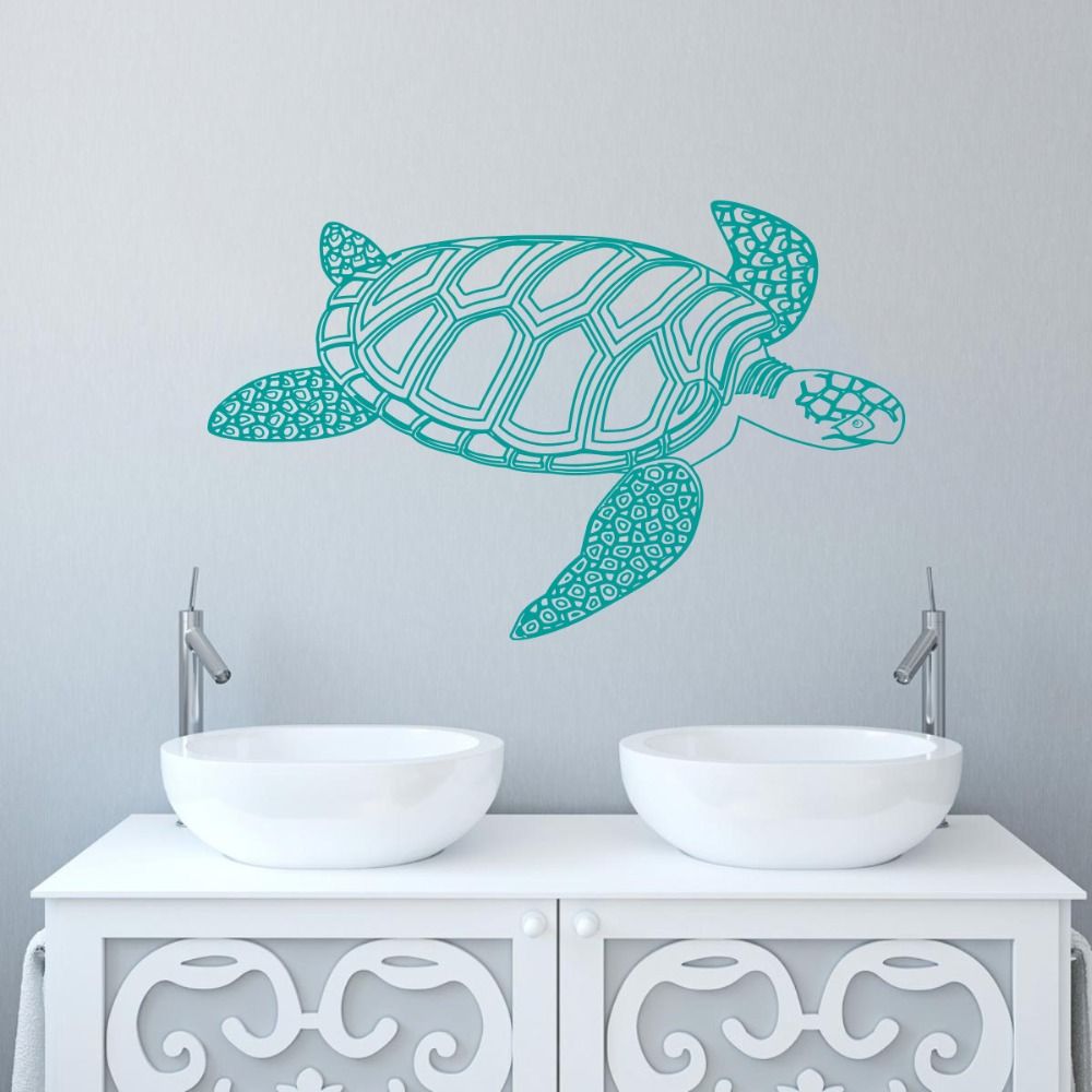 Removable Wallpaper Tortoiseshell Turtle Wall Decals Sea Animal Wall