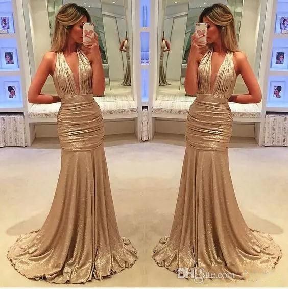 2018 Sexy Elegante Largo Vestidos De Noche Tela De Satén Negro Niña Estilo Country Occidental Mujer Vestido Dorado Prom Vestidos Formales Sirena De 119,06 € | DHgate