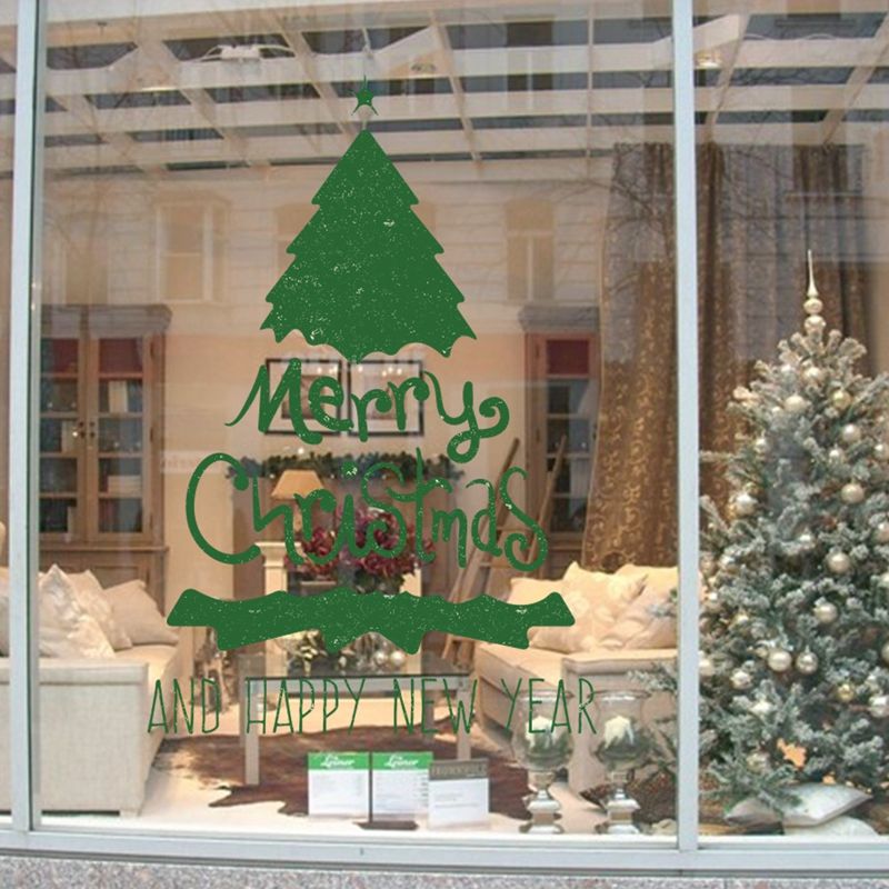 Acquista Verde Albero Di Natale Allegro Sticker Murale Felice Anno Nuovo Citazioni Adesivi Murali Le Vacanze Soggiorno Vetrina Arredamento Showcase Camera A 2 54 Dal Fullhouse517 Dhgate Com