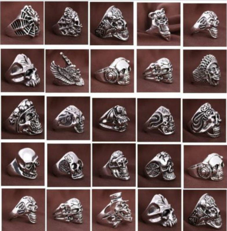 Retro Gothic Skull Ring: Carved Punk Style Antiqued.. - Image 3