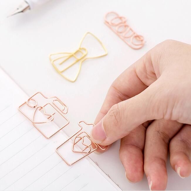Cartoon Rose Gold Paper Clip Metal Bookmark Memo Clips School Office Supplies Nz