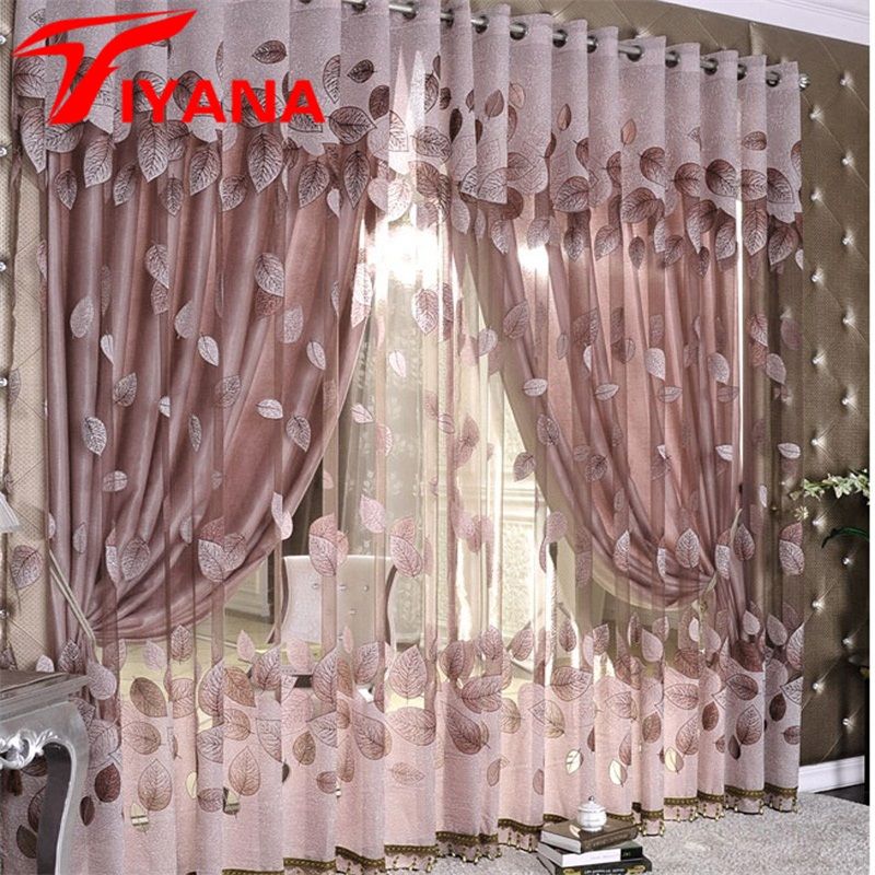 2019 Luxury Modern Leaves Designer Curtain Tulle Window Sheer