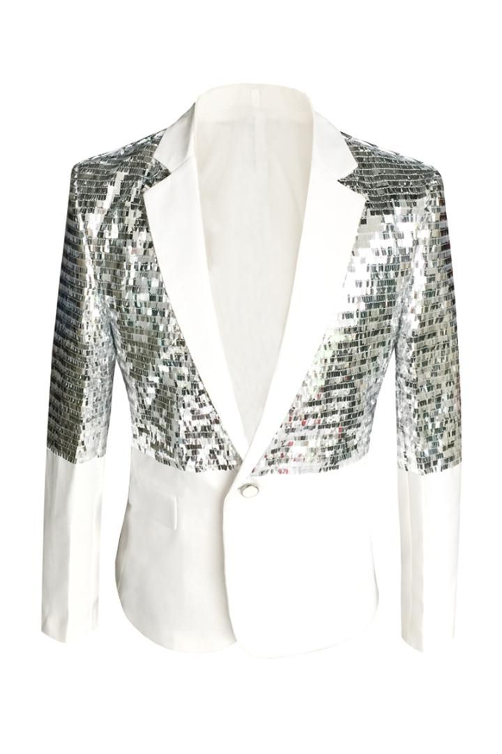 white sparkly suit