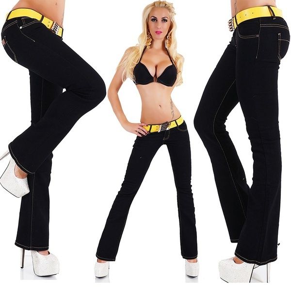 Compra Pantalones Vaqueros De Corte Bajo De Mujer Sexy Hipster Bootcut  Pantalones Jeans Negros Sin Correa Barato | Entrega Rápida Y Calidad |  Es.Dhgate