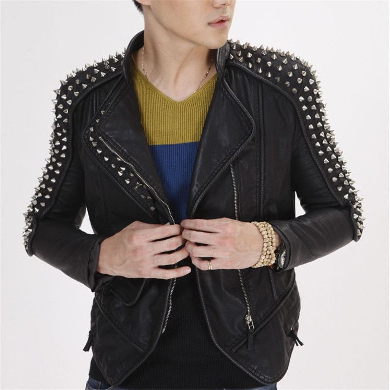 Grosshandel Plus Big Size Manner Punk Lederjacke Mit Nieten Slim Fit Schwarz Stud Motorrad Biker Pu Jacke Mantel Fur Manner Von Amazingweilai 93 61 Auf De Dhgate Com Dhgate