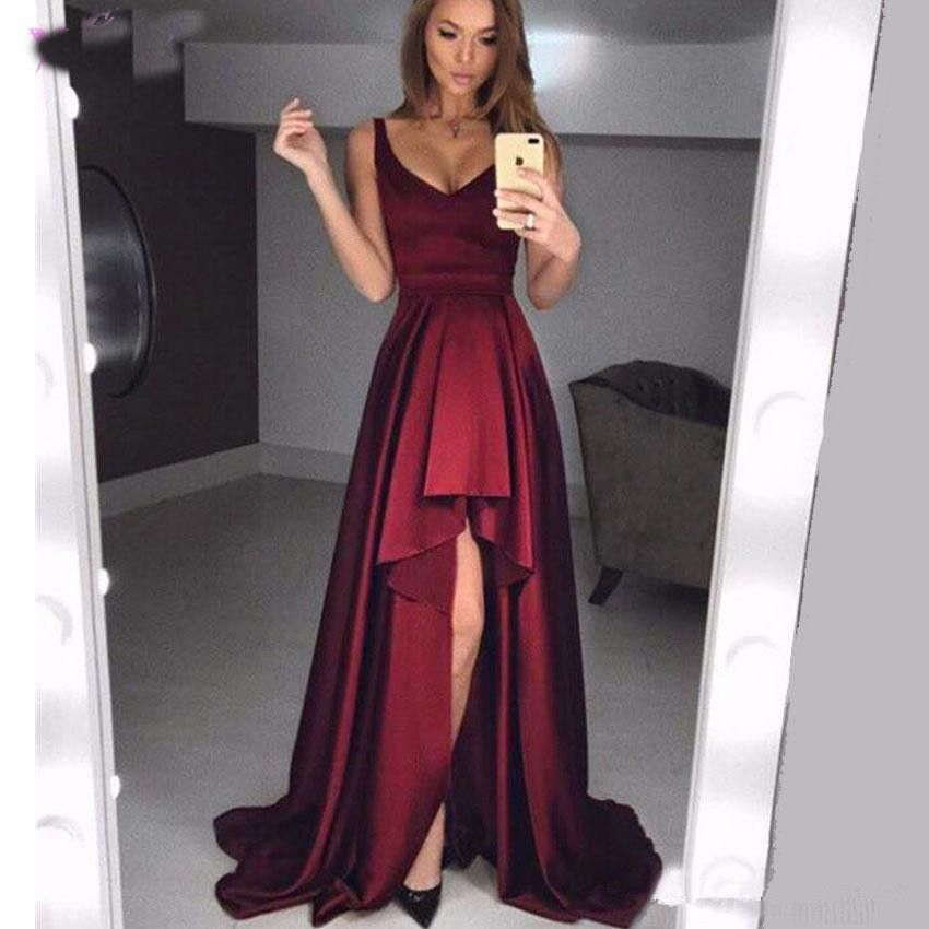 Acquistare Abiti Da Ballo Lunghi Bordeaux Lunghi Corti 2019 2019 Nuovi  Pieghi Personalizzati Di Vendita Caldi Cinturino Da Spaghetti Sexy Abiti Da  Sera Formale Alto Basso P023 Economico | Consegna Veloce E