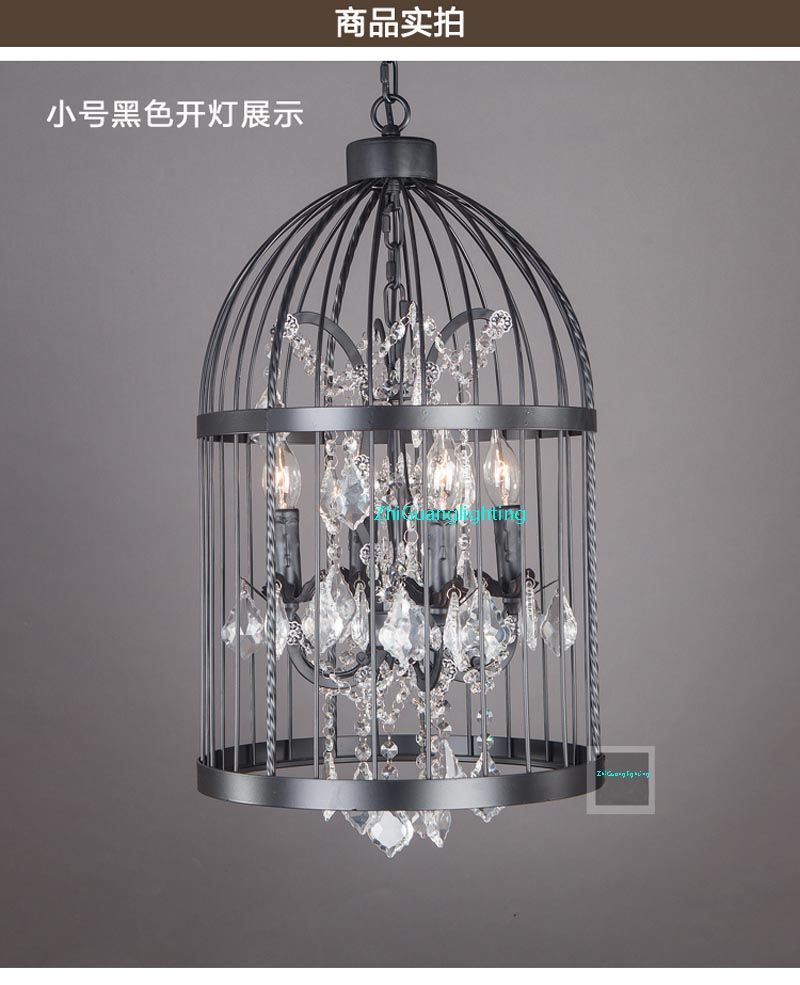Acheter Pays Damérique Industrielle Vent En Fer Forgé Cristal Cage à Oiseaux Lustre Nordic Rétro Restaurant Magasin De Vêtements Escaliers Bar Lampes