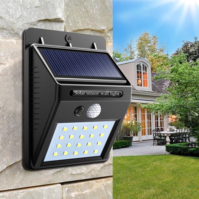 compre luz solar impermeable 20 led de luz solar para exteriores con sensor de movimiento inalambrico lampara de energia solar jardin cubierta de