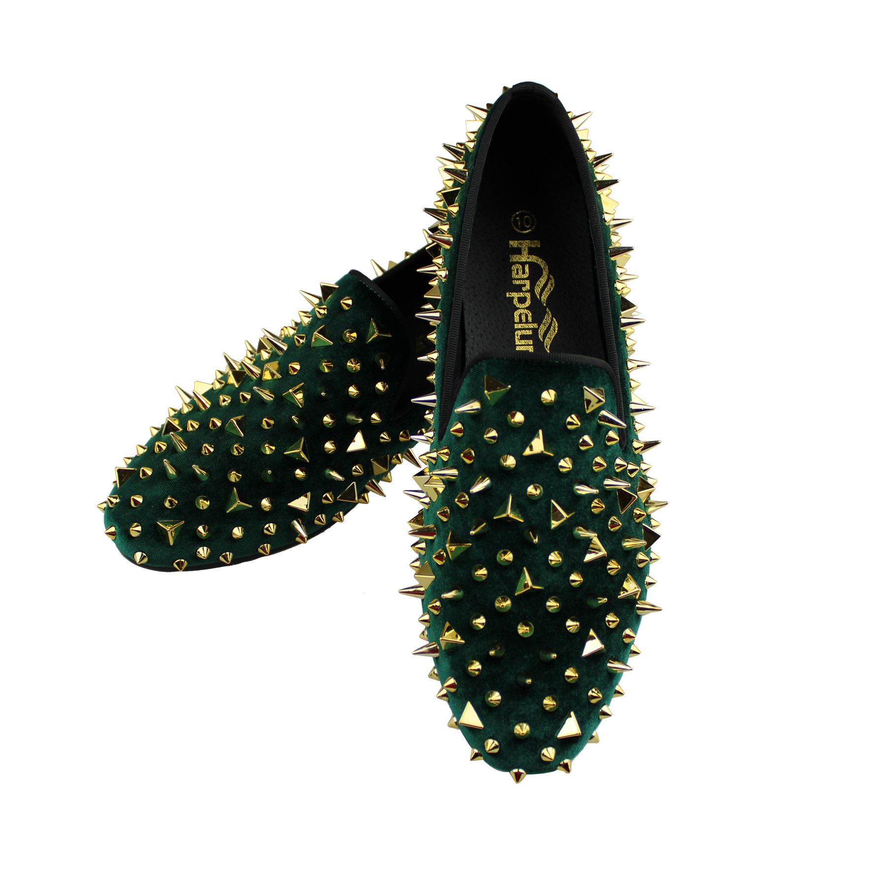 Harpelunde Slip On Men Dress Wedding Shoes Handmade Green Velvet