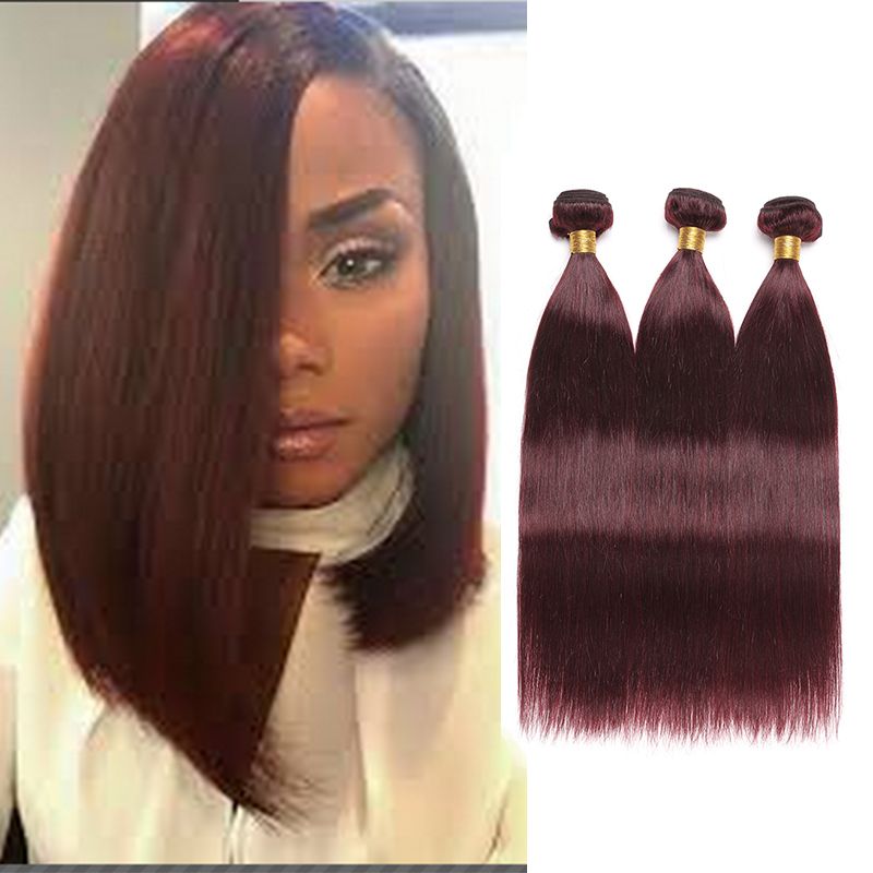 Burgundy 99j Virgin Human Hair Mink Brazilian Straight Bundles