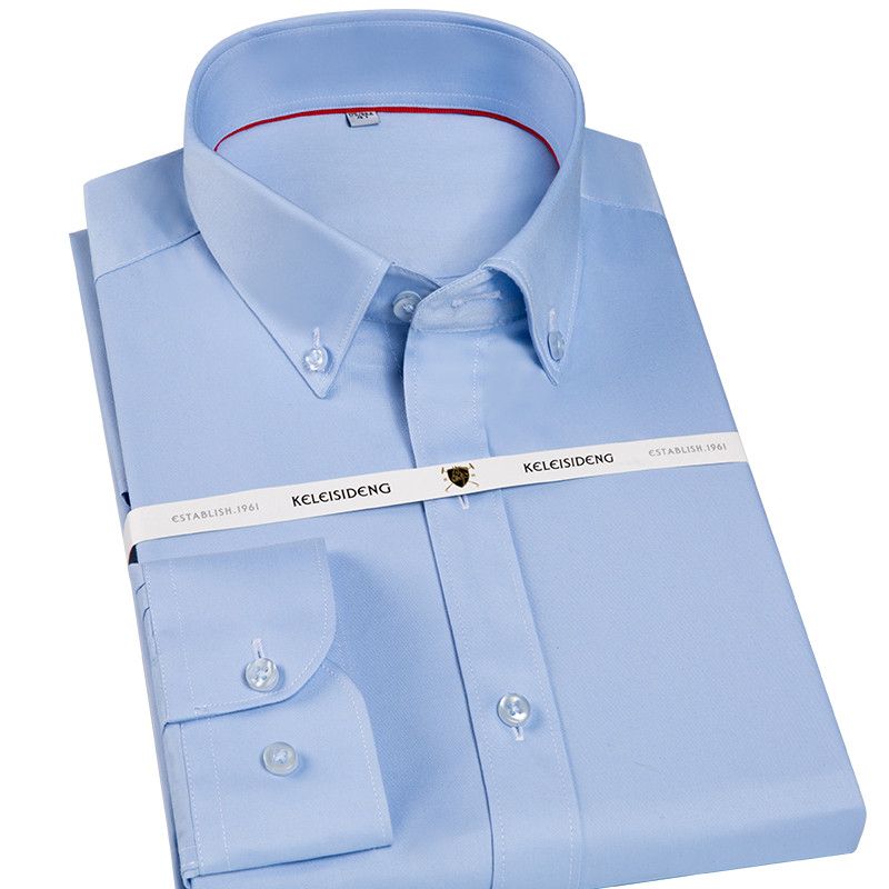 mens white long sleeve button down collar shirt