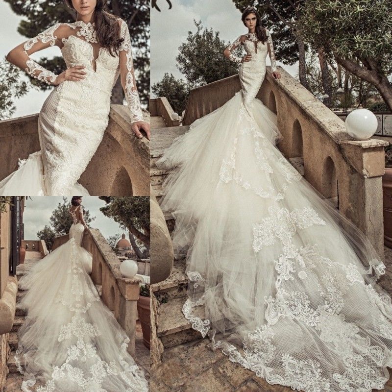 Satin Al 70ler 80ler Vintage Dantel Gelinlik Mermaid Gelin Modelleri Uzun Kollu Mahkemesi Tren Ozellestirme Abiti Da Sposa Tl1 274 67 Dhgate Comda