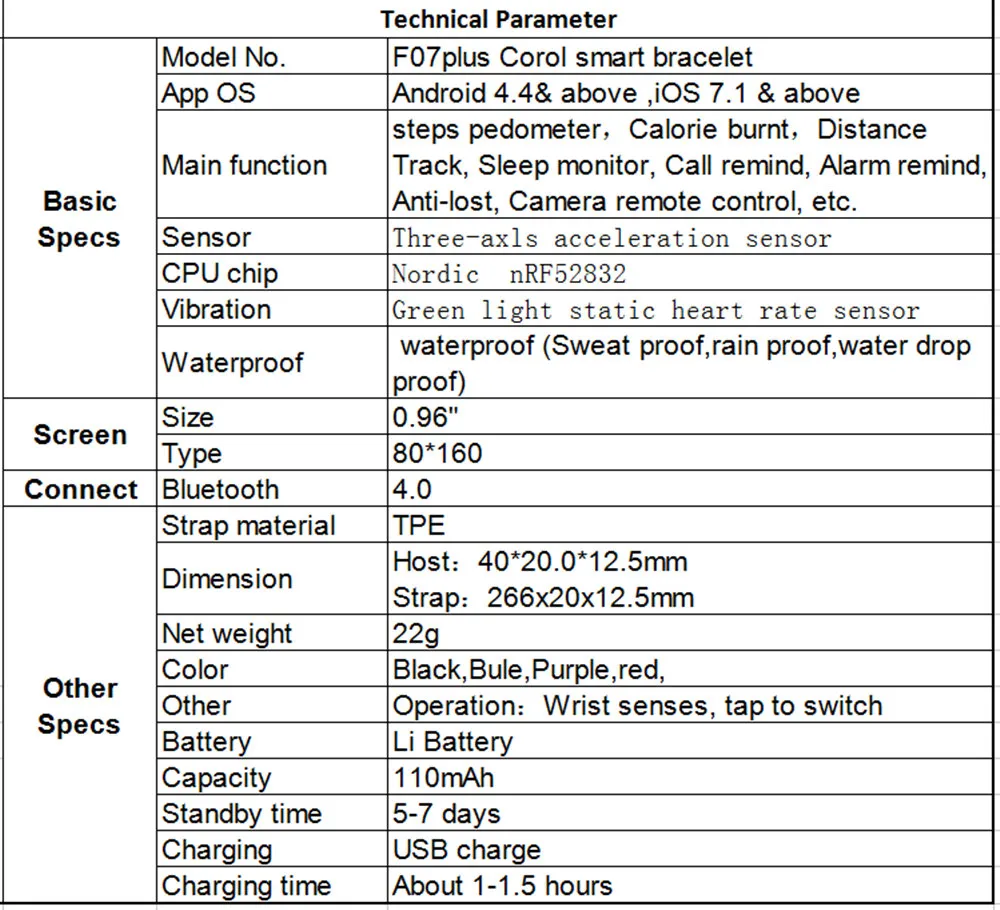 Approvisionnement En Gros Bluetooth Smart Band F07 Plus Écran OLED