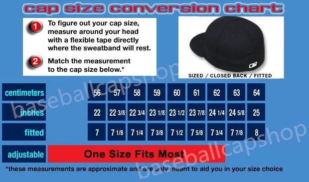 Fitted Hat Size Chart