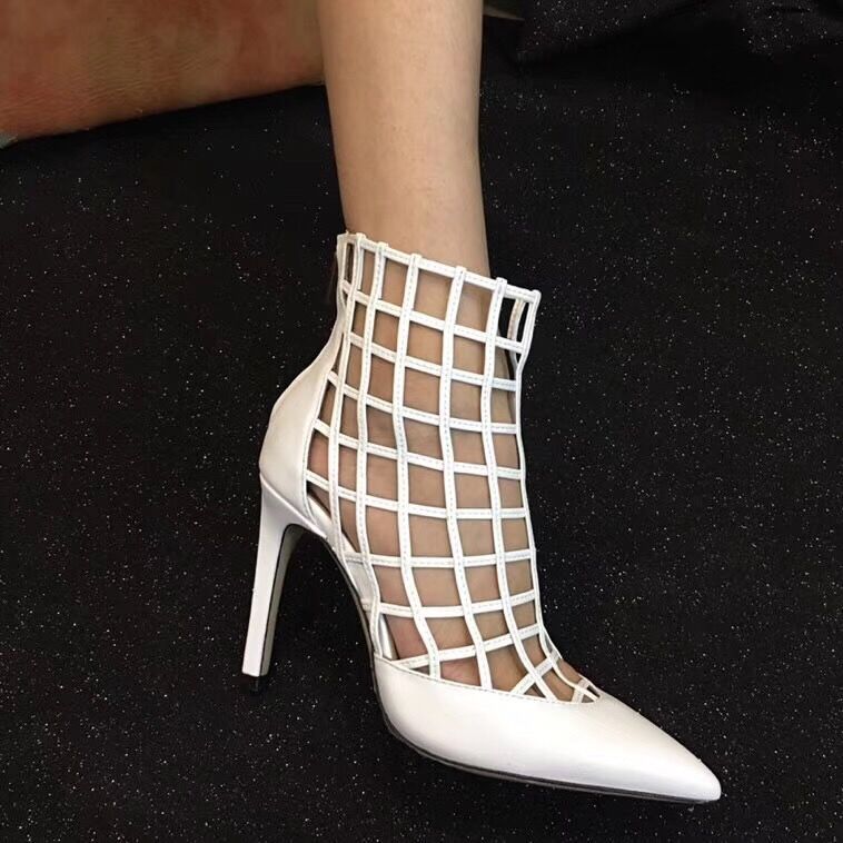 white woven heels