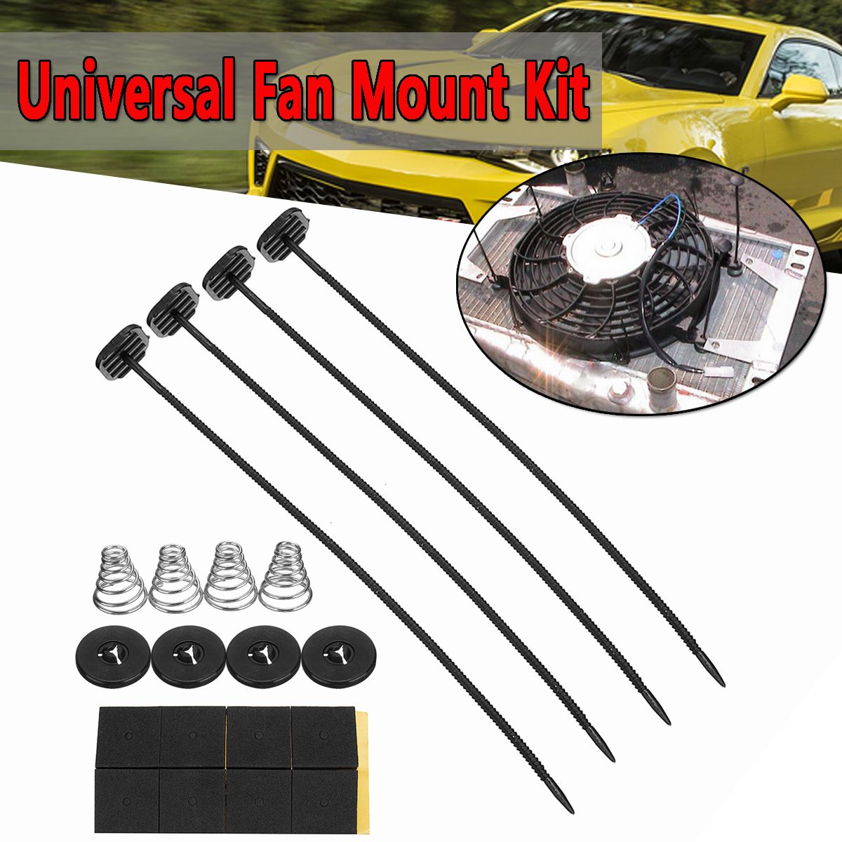 One Set Universal Electric Radiator Fan Ties Straps Mounting Kit Strap