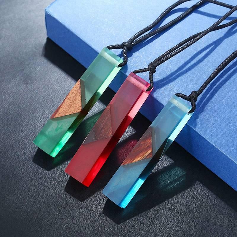 Wood Acrylic Resin Steel Blue Rectangle Pendants or Charms Free Shipping