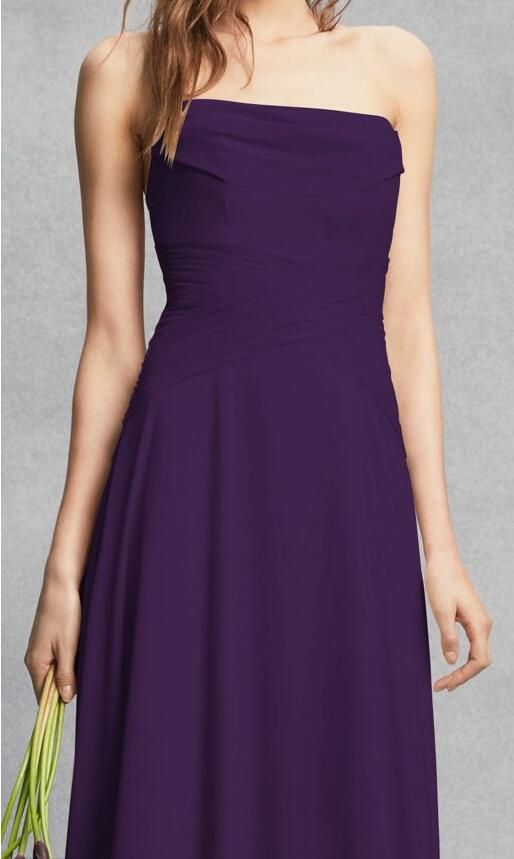 strapless georgette sheath bridesmaid dress