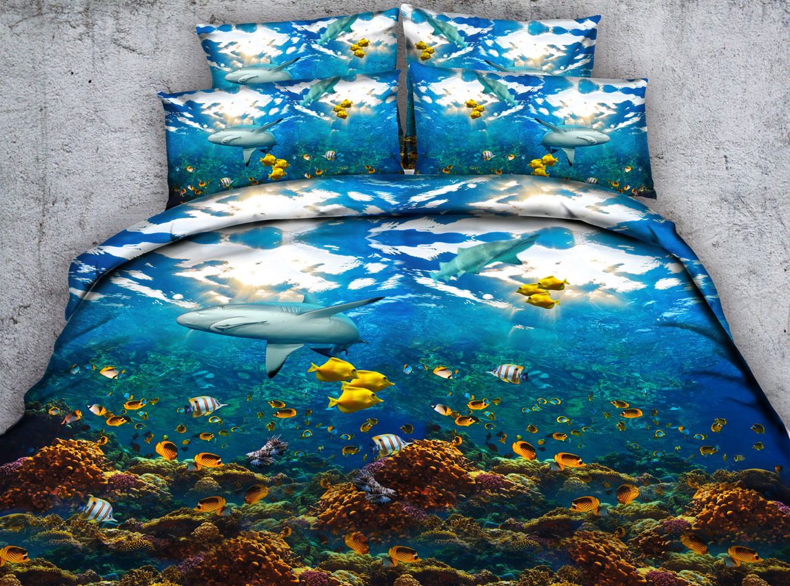 3d Underwater Fish Duvet Cover Sets Bedding Set Bedspread Holiday