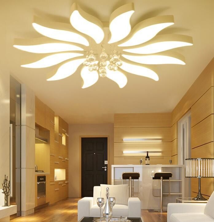 2019 New Round Living Room Lamp Petal Master Bedroom Lamp Hall Led Ceiling Lamp Modern Lighting Simple Living Room Headlights Led From