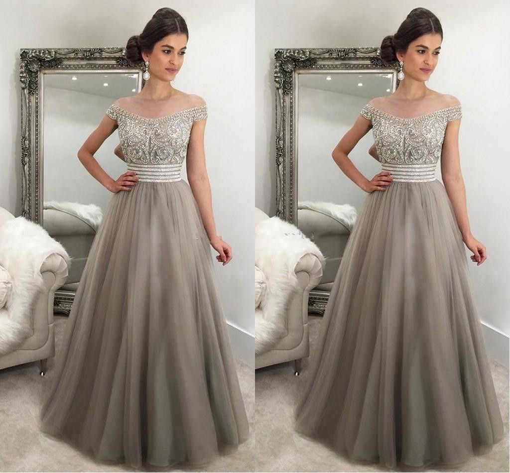 silver gray evening gowns