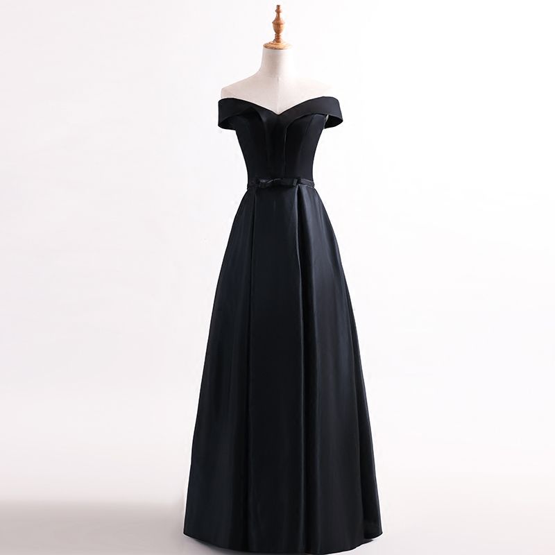 off shoulder black dress formal