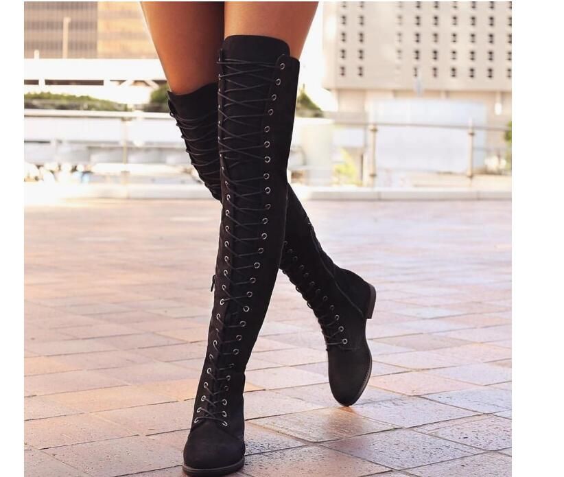 knee flat boots women's