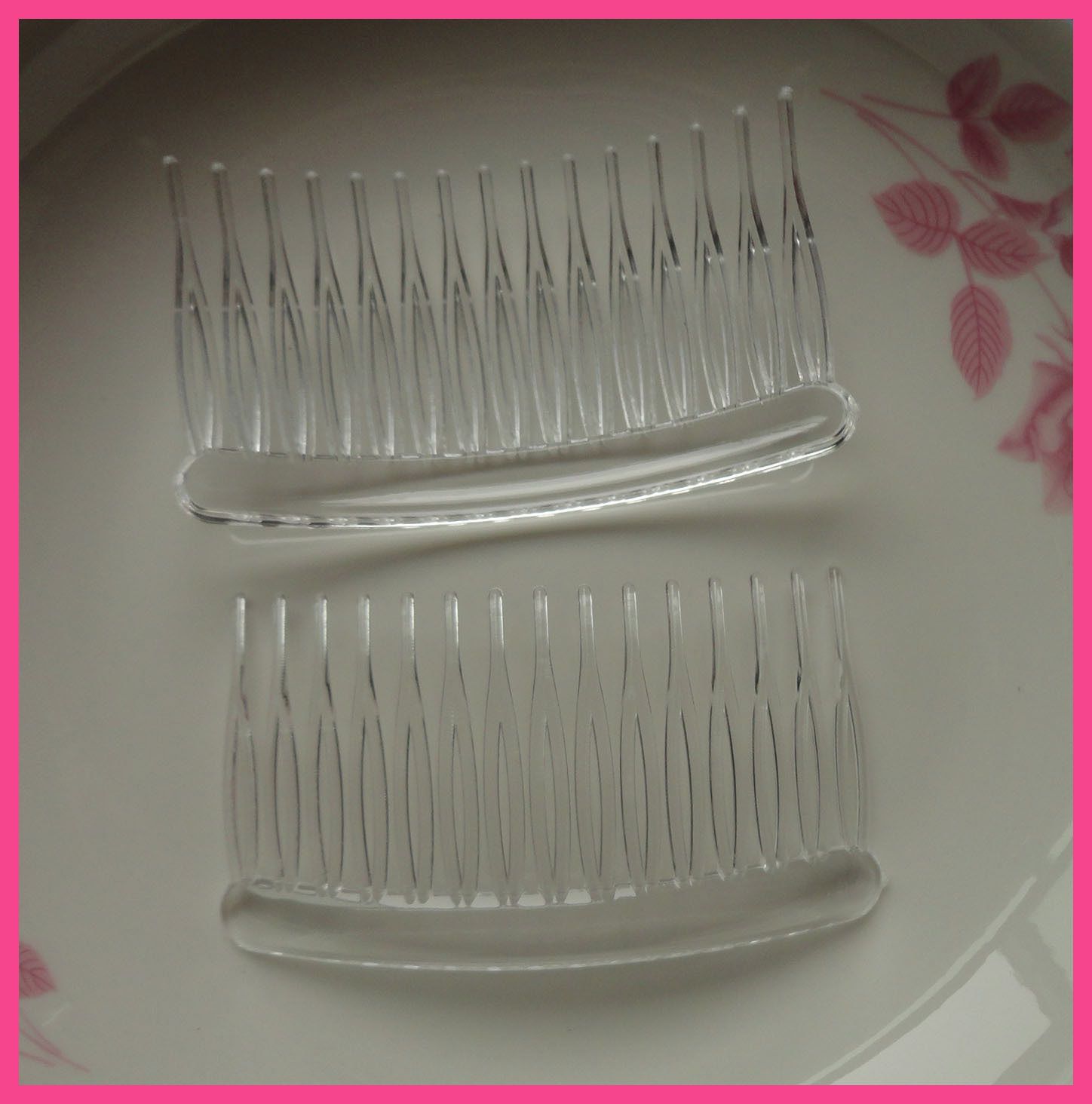 20PCS 4.6cm*6.9cm 15teeth Black Plain flat Plastic Hair Comb DIY,flat Side comb